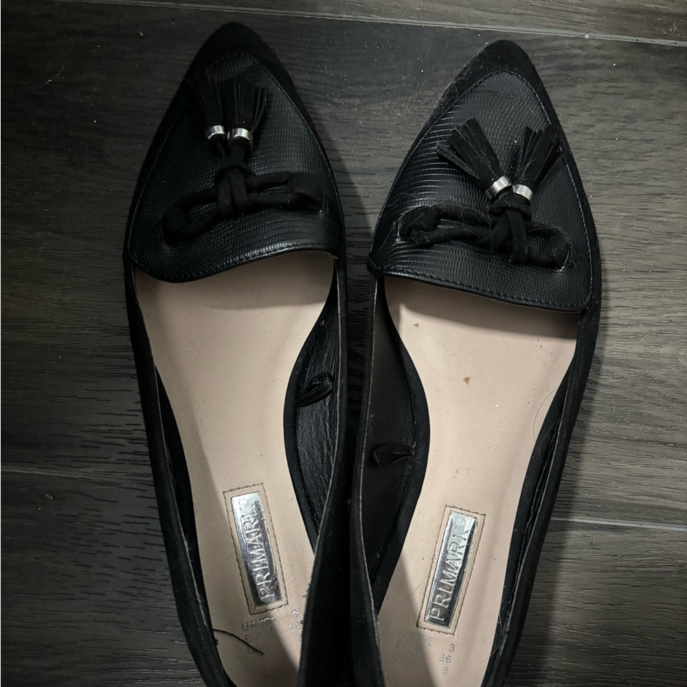 Primark Black Textured Tassel Loafers